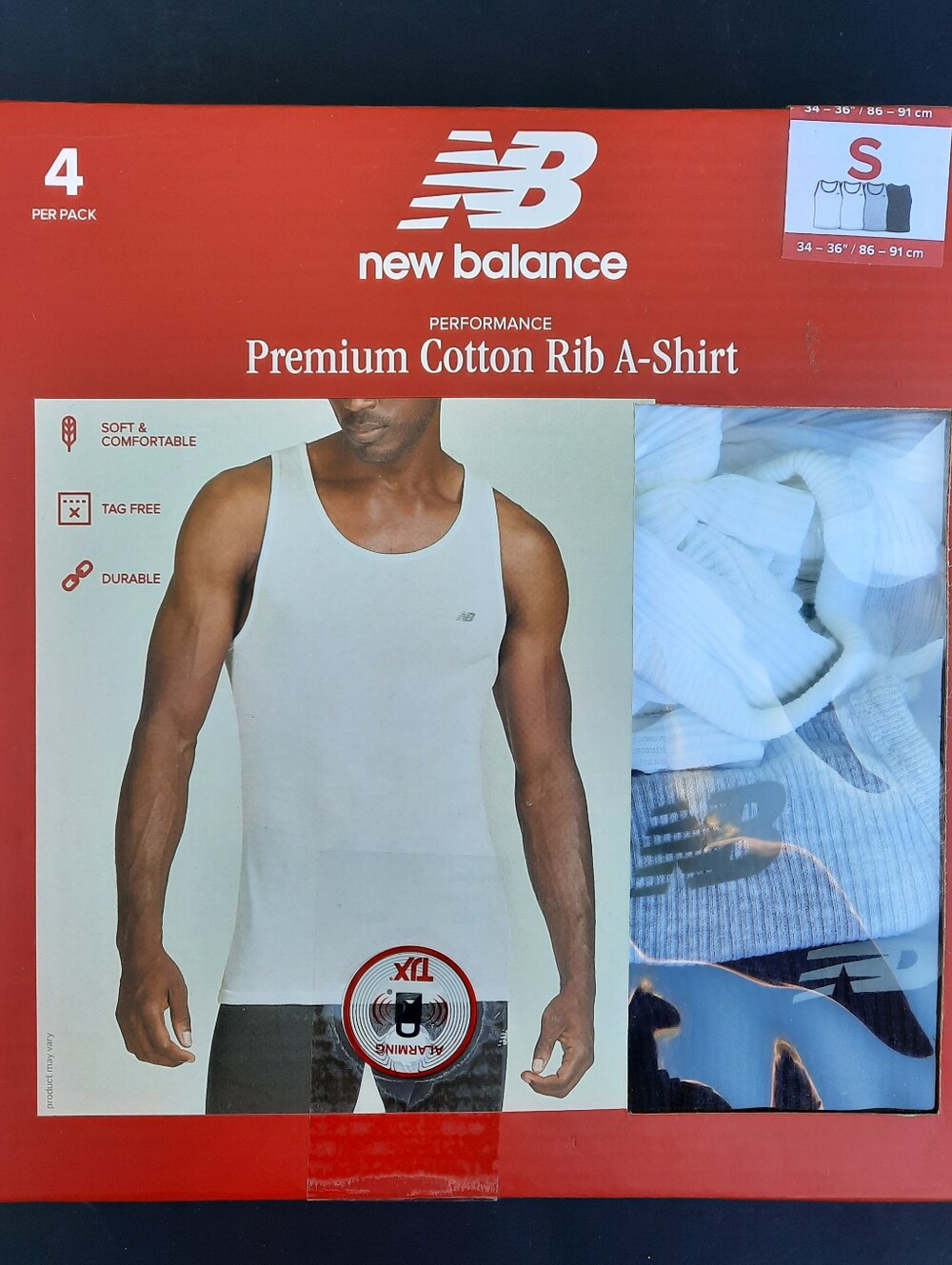 New Balance 4 Pack Men's Logo Cotton Ribbed Tank Tops Size S White Black Gray